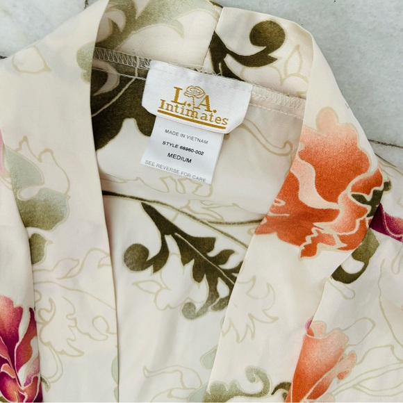 Vintage L.A. Intimates Floral Satin Kimono Robe Size Medium - Picture 4 of 8